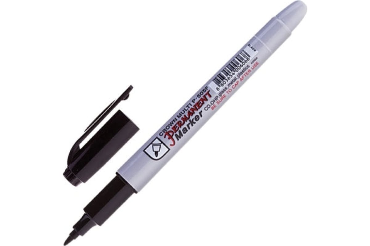 Маркер перманент. Crown"Multi Marker Super Slim" P-505F (черный), пулевидный 1мм