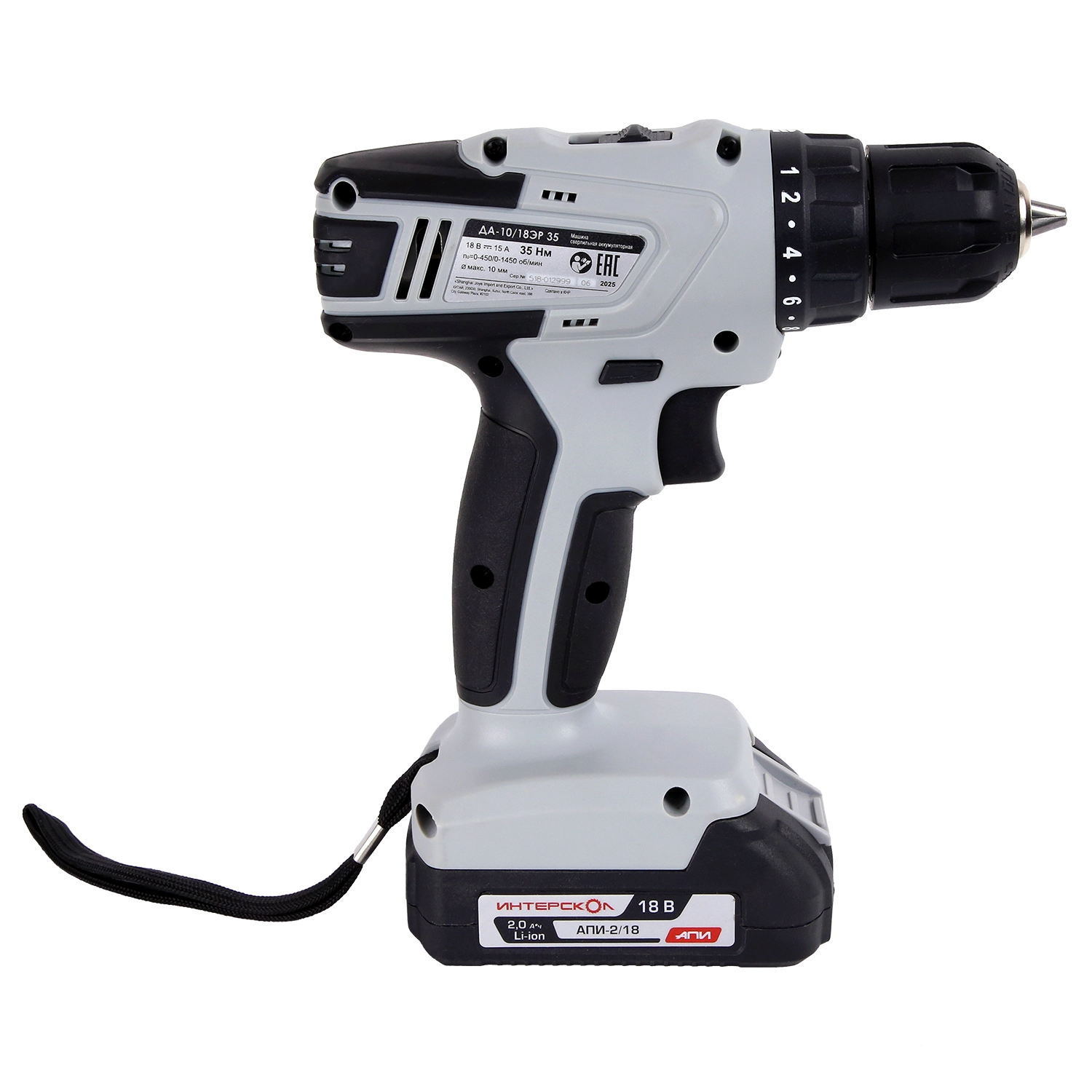 Акк. дрель ДА-10/18ЭР 35 ПРОМО (18В, 2акк., Li-ion, 2Ач. и з/у, экокейс) Интерскол 518.2.2.20