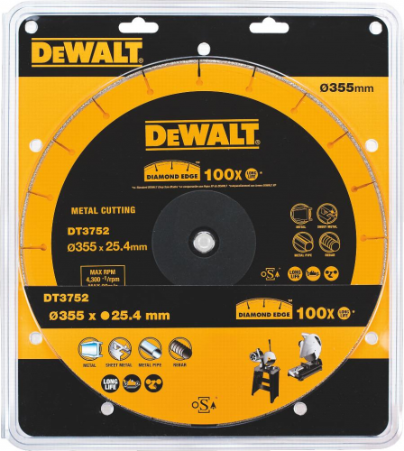 Алм.диск сегм. 355х25.4х3.5 мет. сух.рез DT 3752 DeWalt
