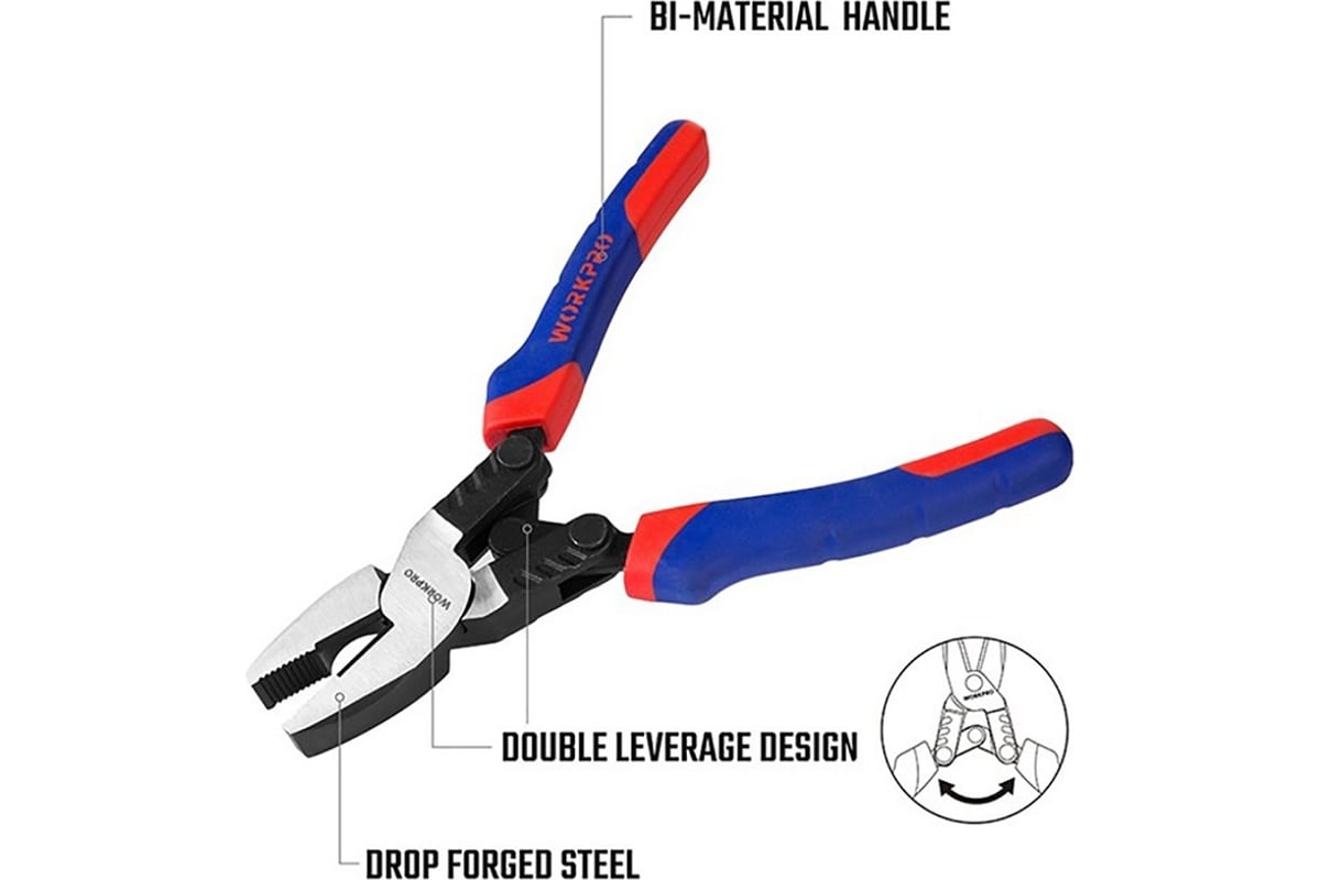 Плоскогубцы Workpro CR-V 200мм 8" комб. WP231089 
