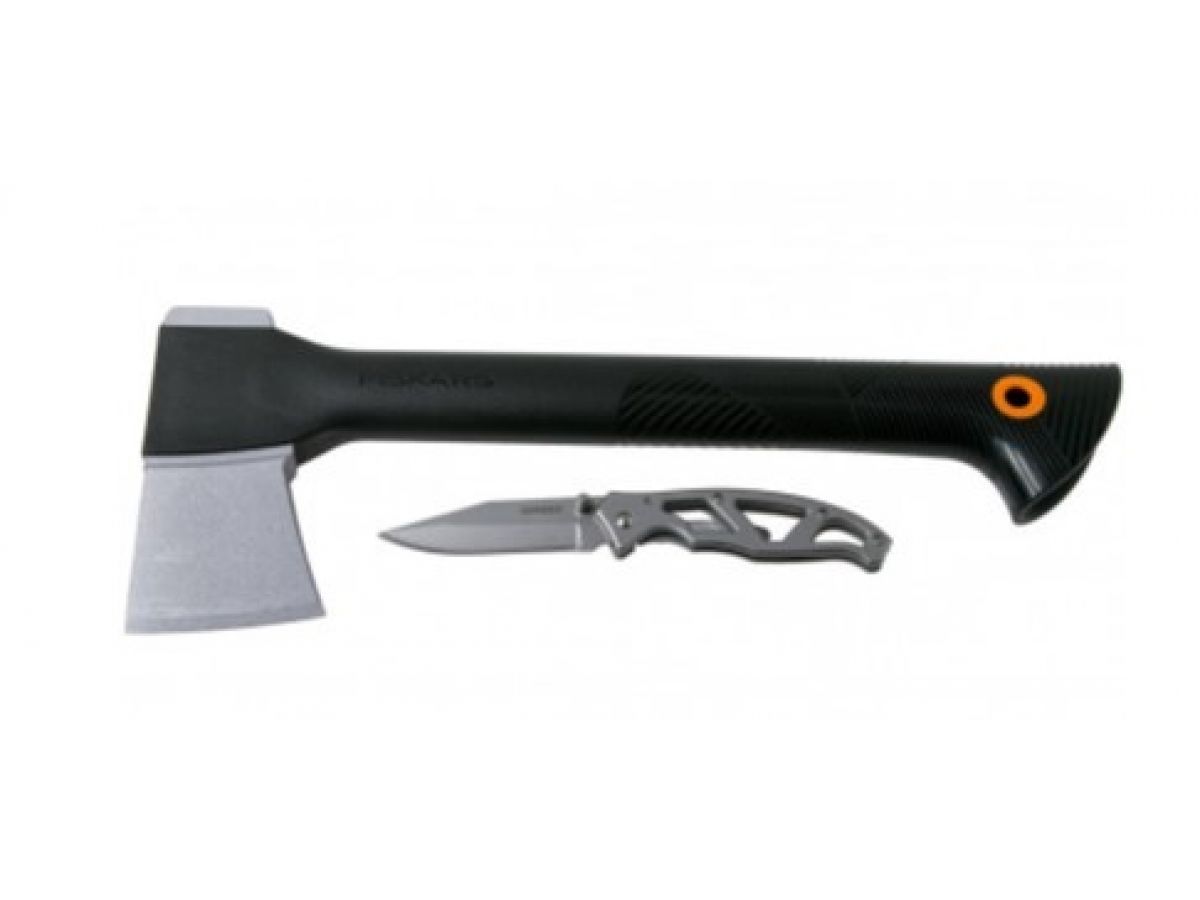 Топор Fiskars A6 плотника 760гр в чехле+складной нож Paraframe 1057911 