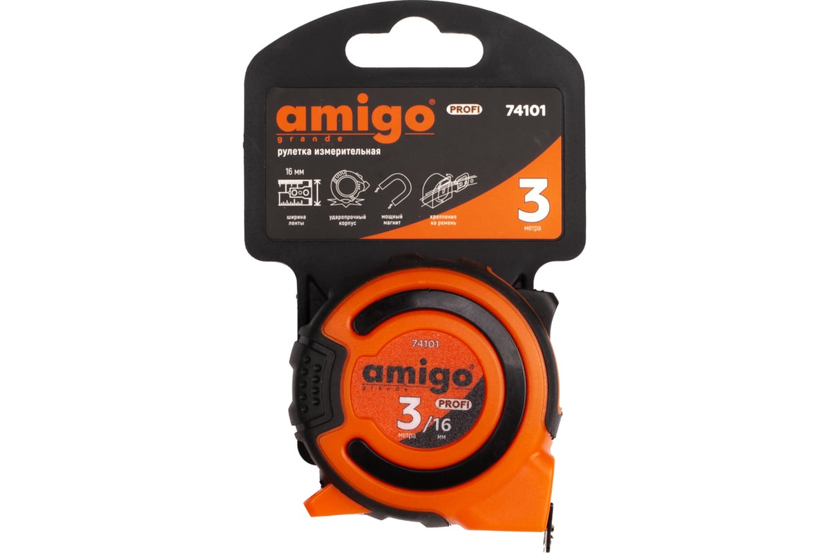 Рулетка  3м/16мм Grande Amigo 74101