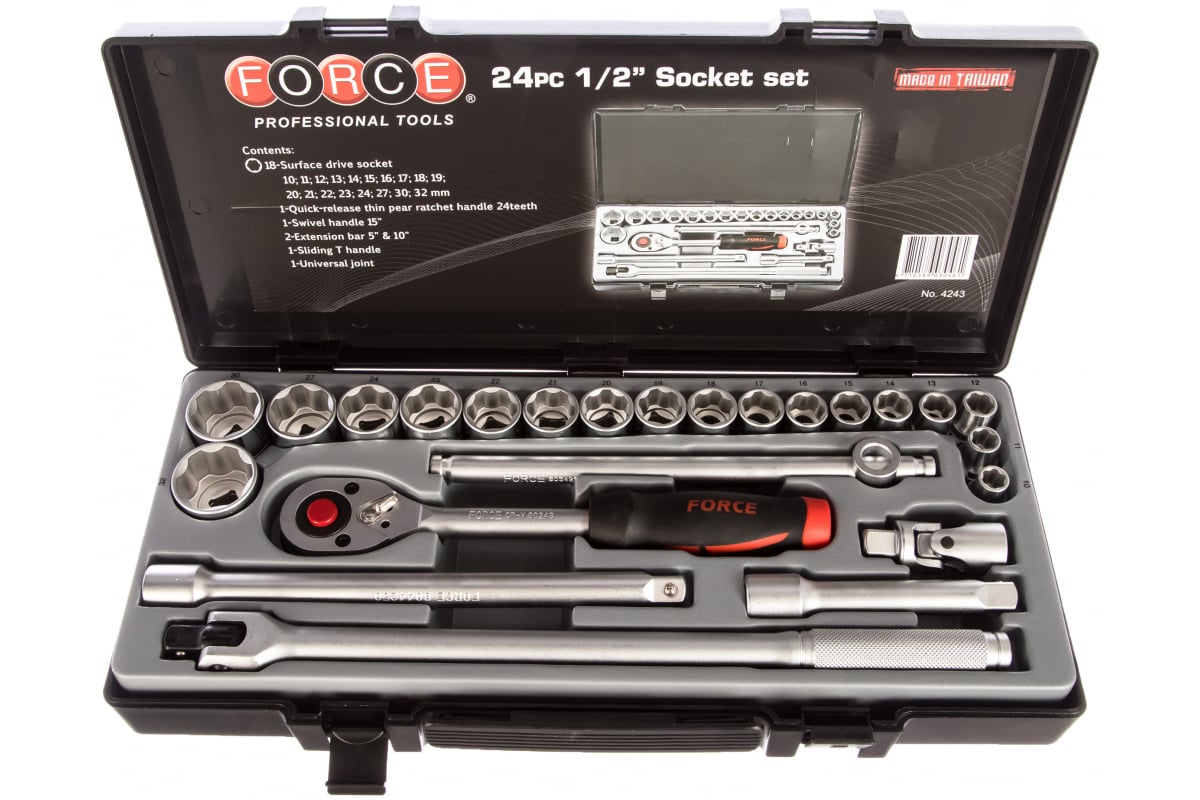 Набор гол. 24пр 1/2" SL10-32 мм FORCE 4243