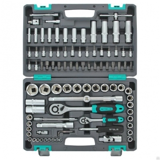 Набор инструментов 1/2"1/4" CrV пластик.кейс  94 предм. STELS 14106