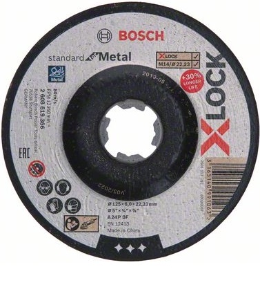 Круг обдир. мет. 125х6 X-LOCK BOSCH 2608619366