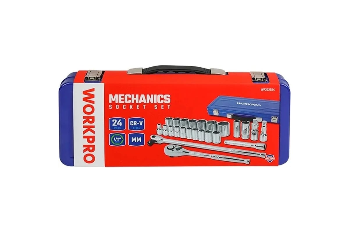 Набор гол. с трещ. 24пр 1/2" 6гран (8-32) кейс Dr. Workpro WP202564