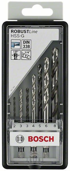 Набор сверл  6гр. Robust Line 7шт мет/2-8 HSS-G BOSCH 2607019922